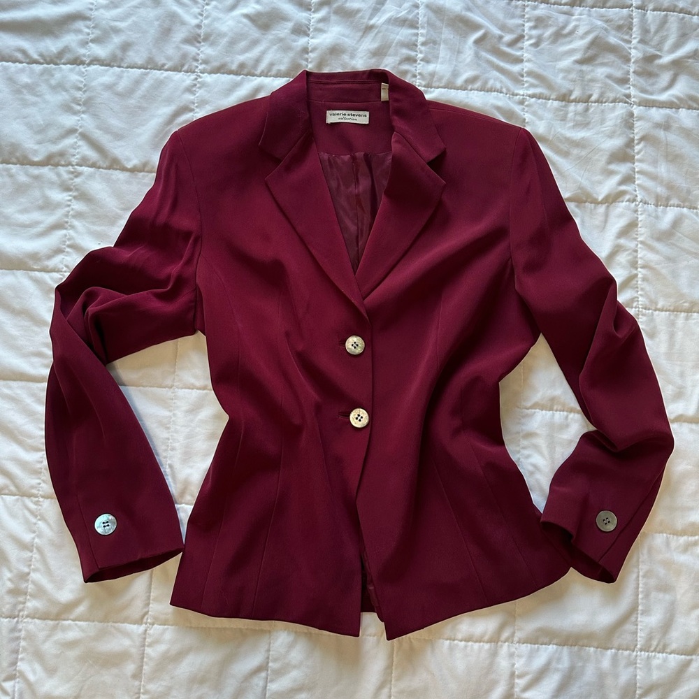 100% Silk Burgundy Women's Blazer